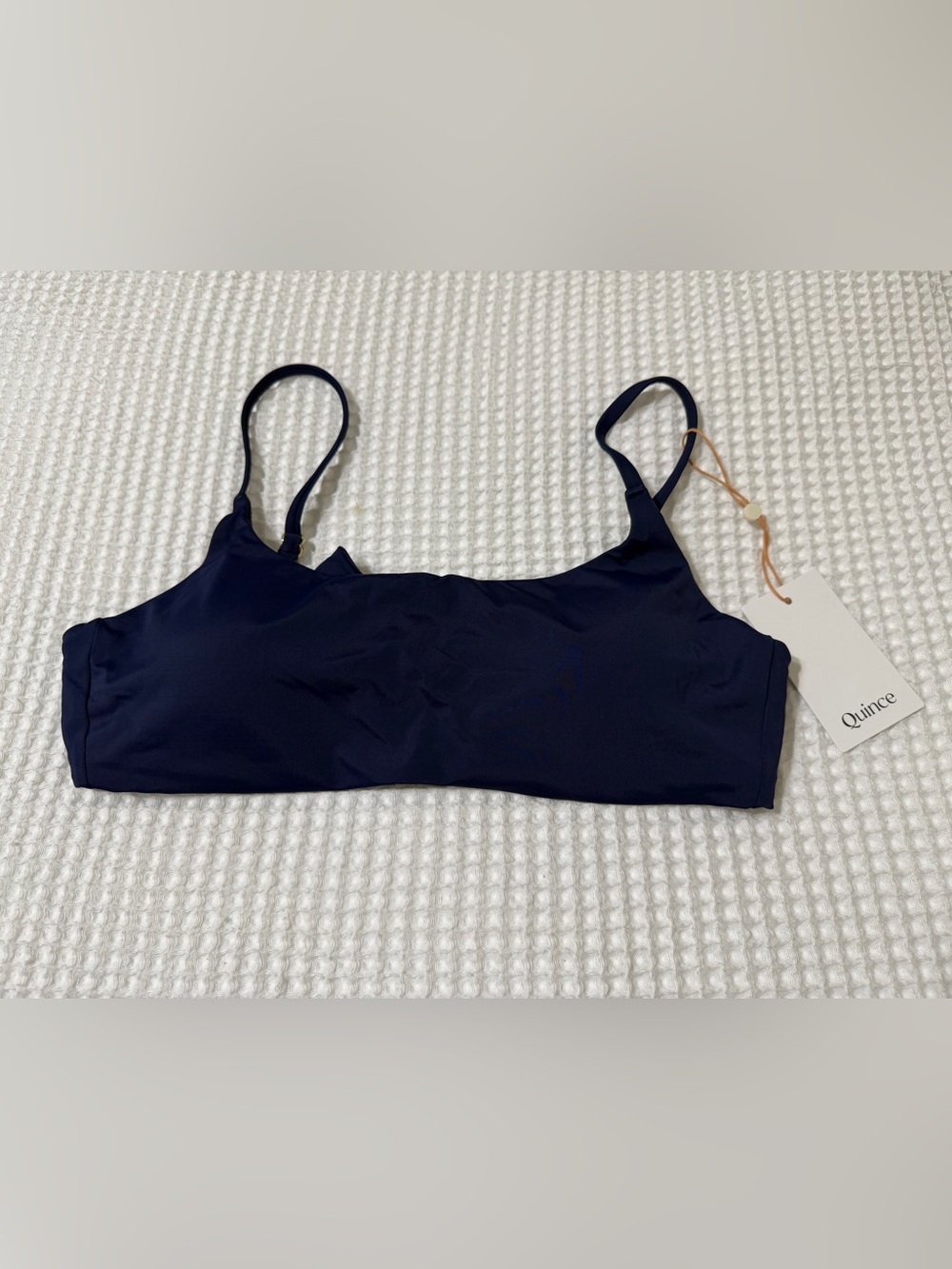 NWT Quince Deep Navy Italian Scope Neck Bikini Top